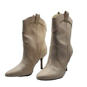 Sonoma Womens Haloa Bone White Stiletto Western Boots Heel Flex Leather Size 10M